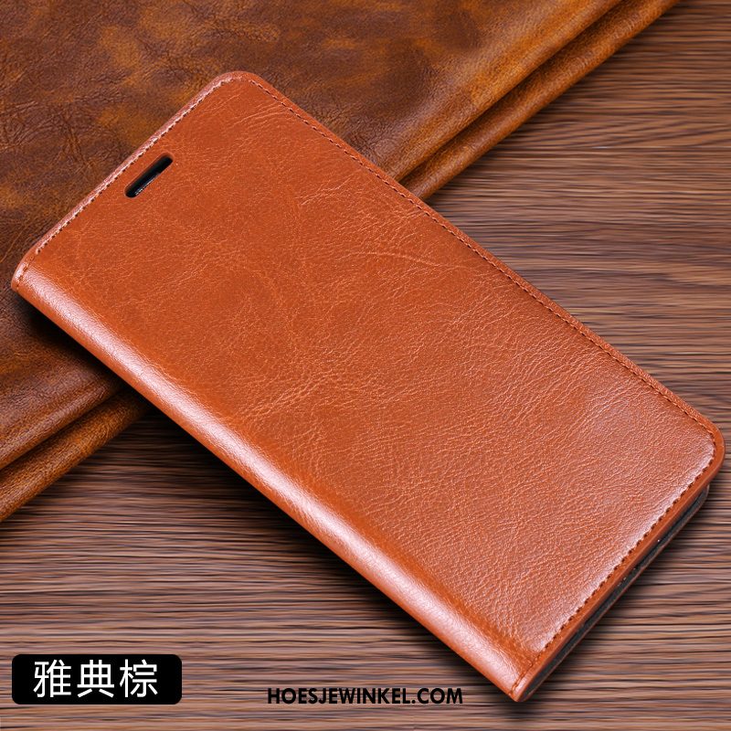 Xiaomi Mi 10 Hoesje Leren Etui Mini Rood, Xiaomi Mi 10 Hoesje Vouw Mobiele Telefoon Beige