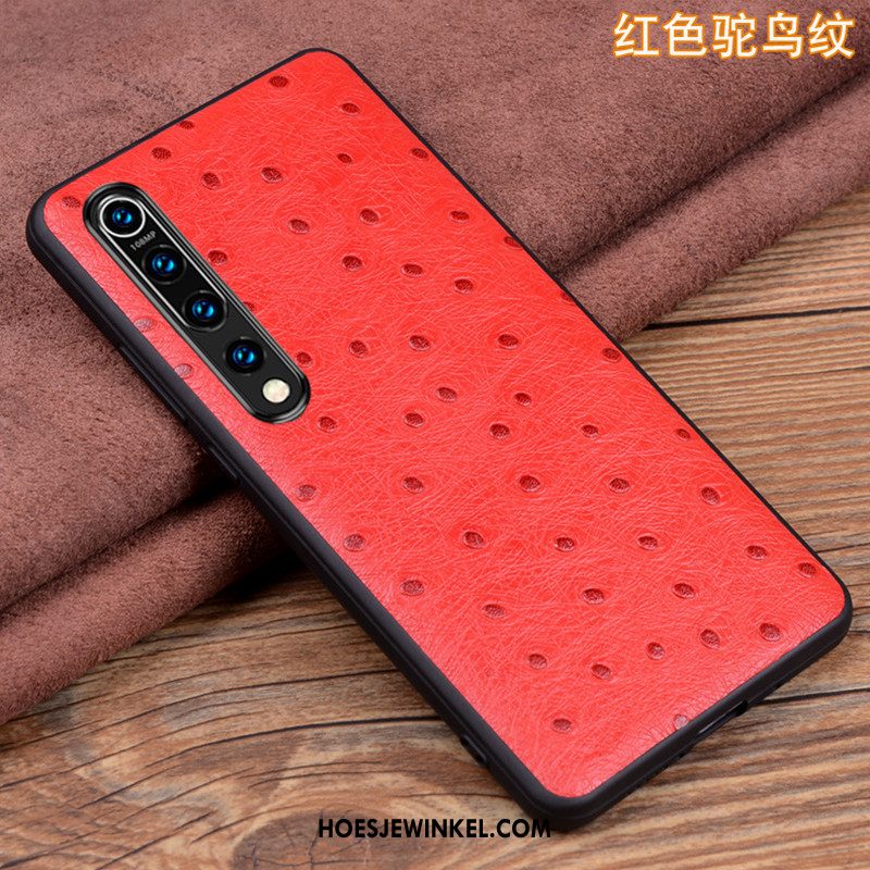 Xiaomi Mi 10 Hoesje Rood Dun Mobiele Telefoon, Xiaomi Mi 10 Hoesje Echt Leer All Inclusive Beige