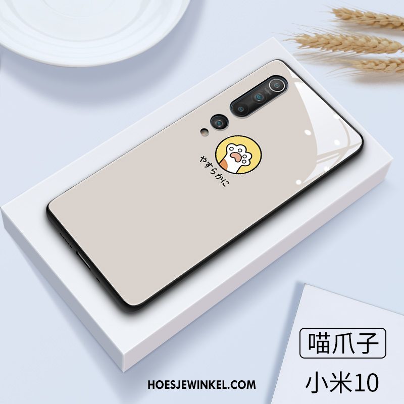 Xiaomi Mi 10 Hoesje Wind Glas Mooie, Xiaomi Mi 10 Hoesje Spiegel Lovers Beige