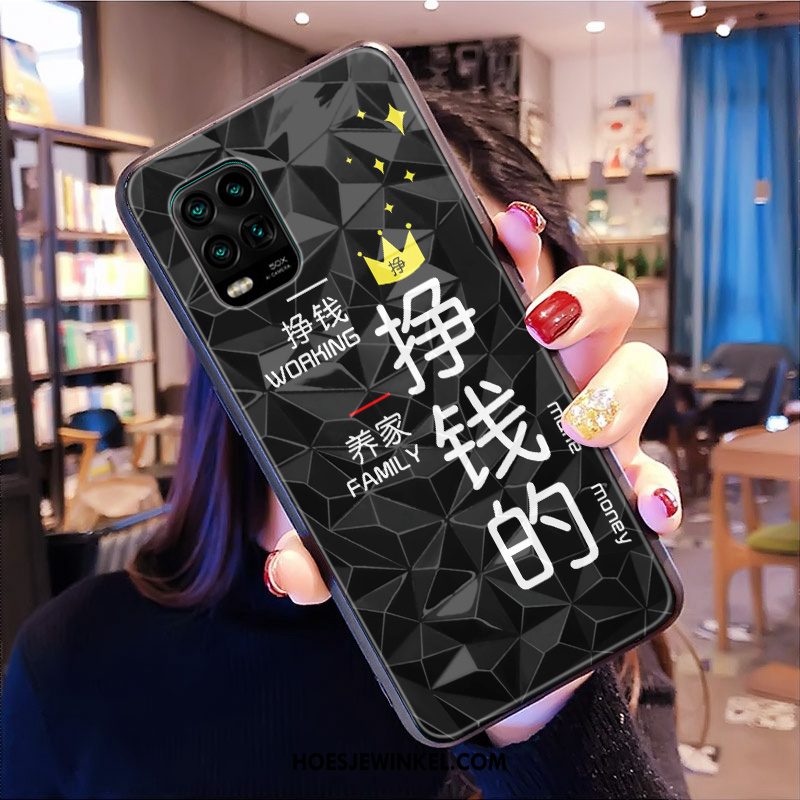 Xiaomi Mi 10 Lite Hoesje Grote Spotprent Ruit, Xiaomi Mi 10 Lite Hoesje Patroon Hoes Beige