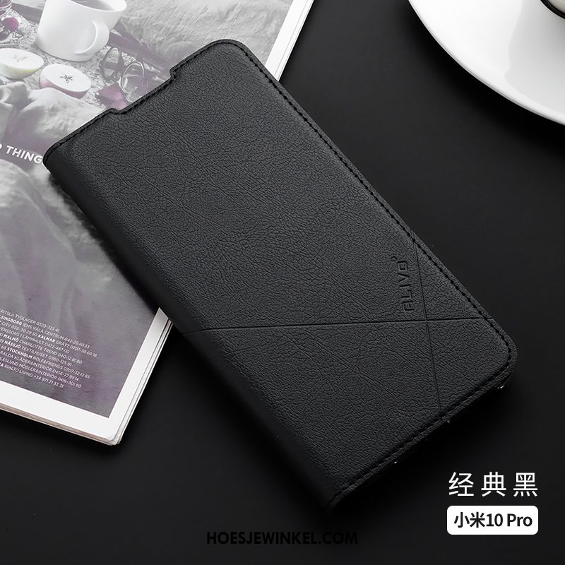 Xiaomi Mi 10 Pro Hoesje Dun Anti-fall Bescherming, Xiaomi Mi 10 Pro Hoesje Clamshell Leren Etui Beige