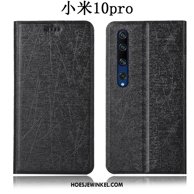 Xiaomi Mi 10 Pro Hoesje Folio Leren Etui Zijde, Xiaomi Mi 10 Pro Hoesje Mobiele Telefoon Mini Beige