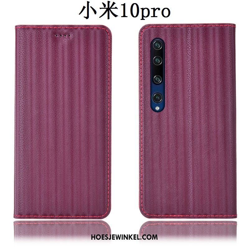 Xiaomi Mi 10 Pro Hoesje Leren Etui Hoes Jeugd, Xiaomi Mi 10 Pro Hoesje Bescherming Verloop Beige