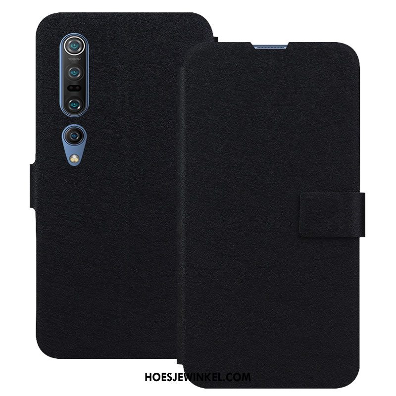 Xiaomi Mi 10 Pro Hoesje Mobiele Telefoon Kaart Anti-fall, Xiaomi Mi 10 Pro Hoesje Blauw Leren Etui Beige