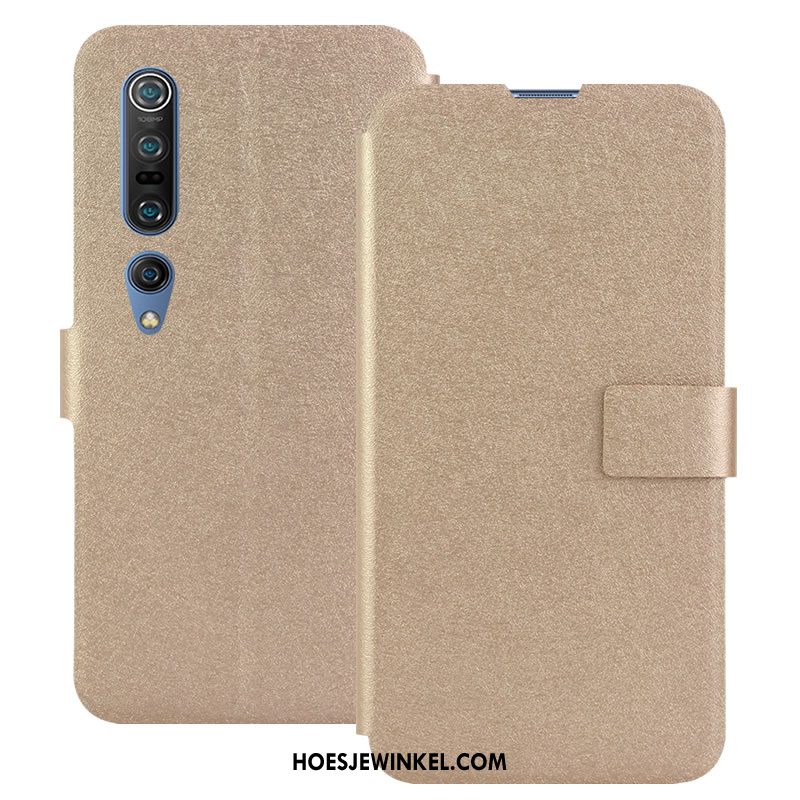 Xiaomi Mi 10 Pro Hoesje Mobiele Telefoon Kaart Anti-fall, Xiaomi Mi 10 Pro Hoesje Blauw Leren Etui Beige