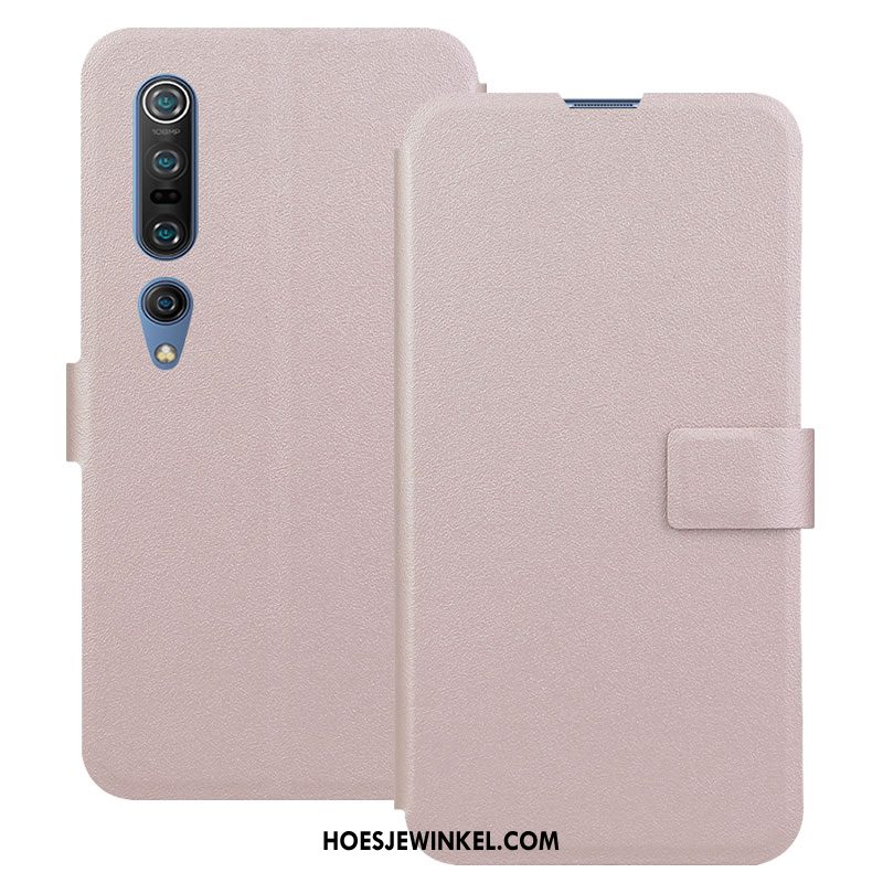 Xiaomi Mi 10 Pro Hoesje Mobiele Telefoon Kaart Anti-fall, Xiaomi Mi 10 Pro Hoesje Blauw Leren Etui Beige