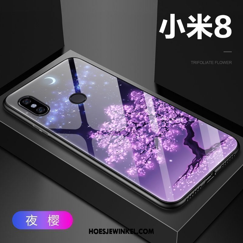 Xiaomi Mi 8 Hoesje Anti-fall Bescherming Mobiele Telefoon, Xiaomi Mi 8 Hoesje Hoes Donkerblauw Beige