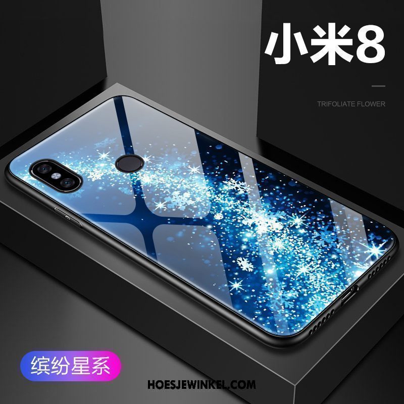 Xiaomi Mi 8 Hoesje Anti-fall Bescherming Mobiele Telefoon, Xiaomi Mi 8 Hoesje Hoes Donkerblauw Beige