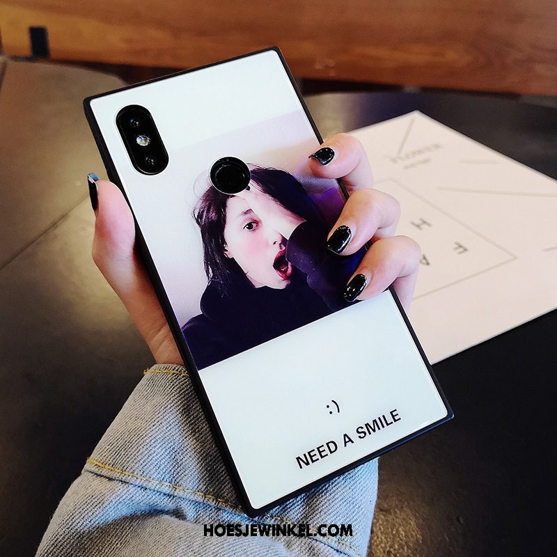 Xiaomi Mi 8 Hoesje Blauw Mini Anti-fall, Xiaomi Mi 8 Hoesje Vierkante All Inclusive Beige