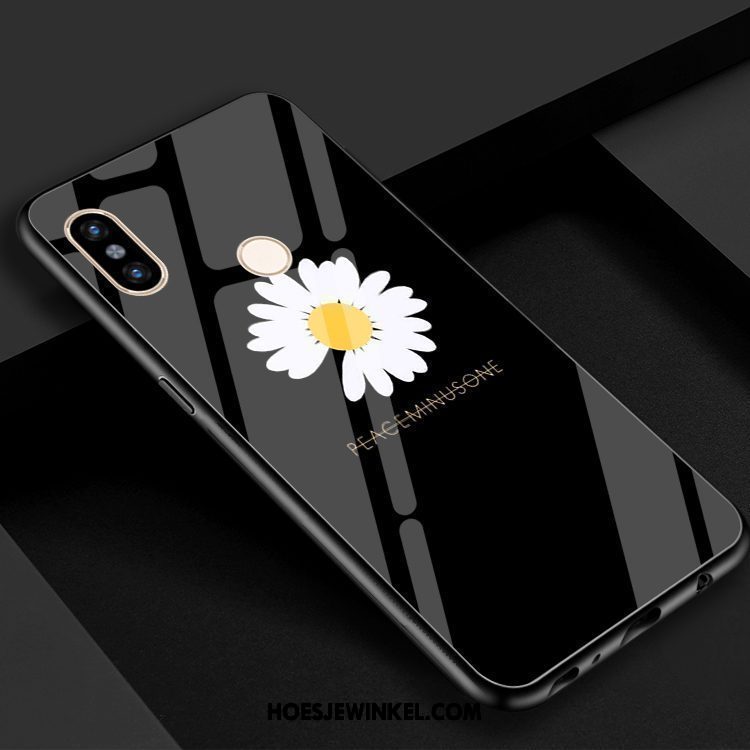 Xiaomi Mi 8 Hoesje Bloemen Mini Mobiele Telefoon, Xiaomi Mi 8 Hoesje Glas Blauw Beige