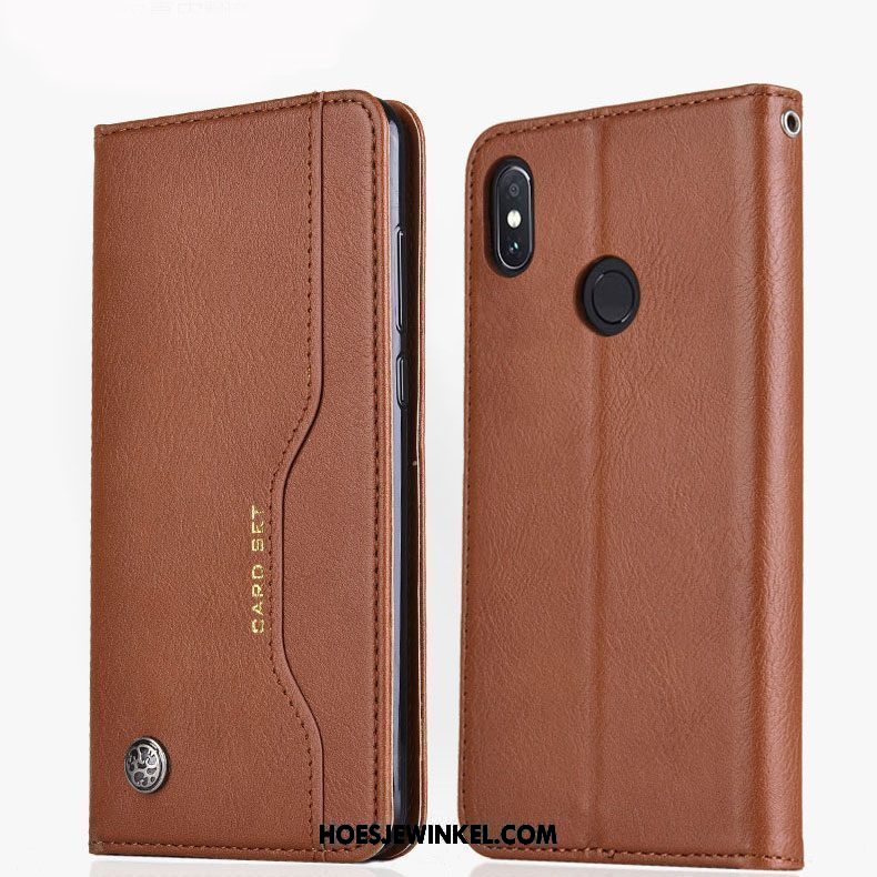 Xiaomi Mi 8 Hoesje Folio Mini Siliconen, Xiaomi Mi 8 Hoesje Leren Etui Anti-fall Braun Beige