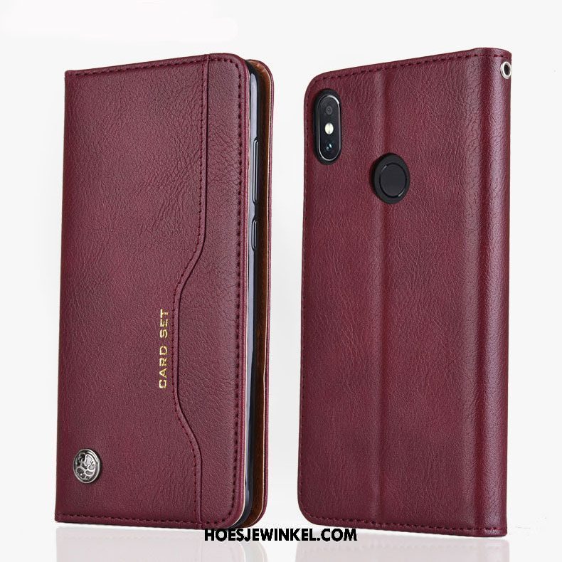 Xiaomi Mi 8 Hoesje Folio Mini Siliconen, Xiaomi Mi 8 Hoesje Leren Etui Anti-fall Braun Beige