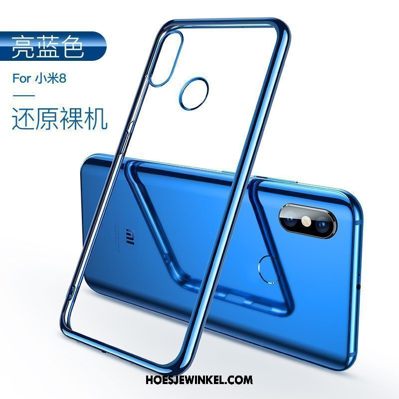 Xiaomi Mi 8 Hoesje Glas Zwart All Inclusive, Xiaomi Mi 8 Hoesje Trend Dun Beige