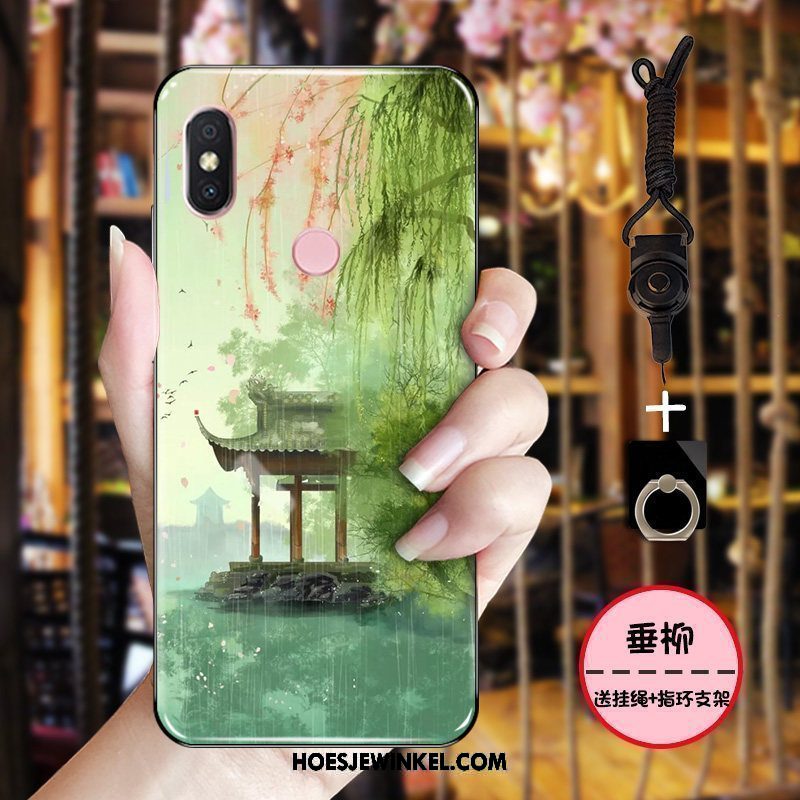 Xiaomi Mi 8 Hoesje Hoes Inkt Roze, Xiaomi Mi 8 Hoesje Zacht Chinese Stijl Beige