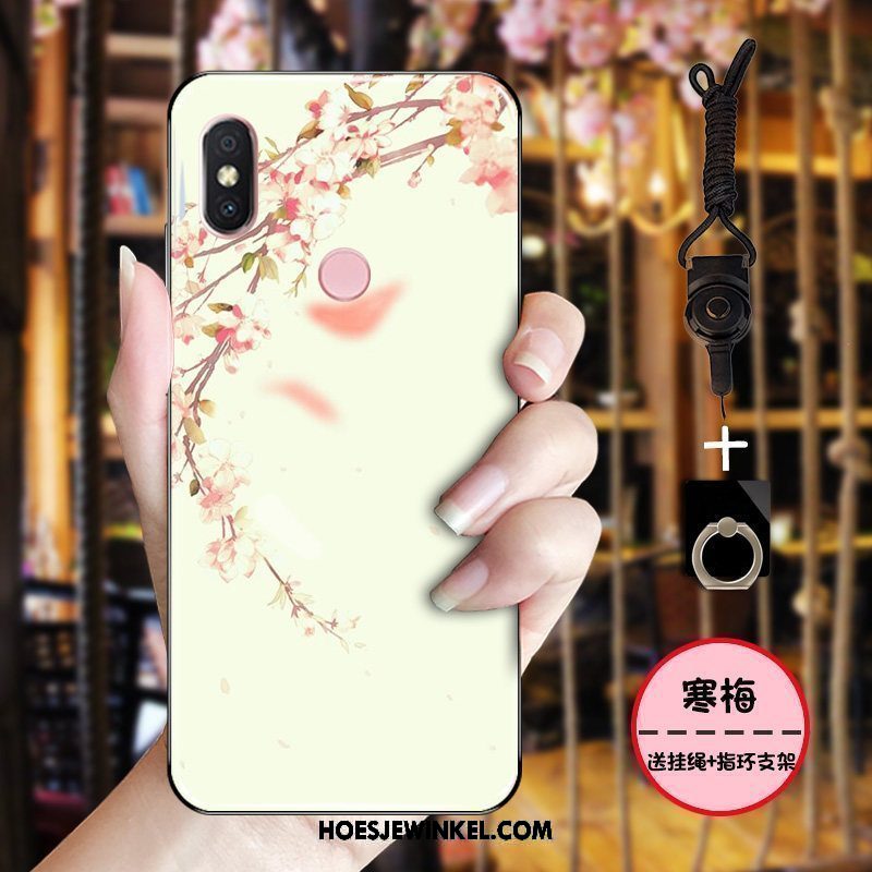 Xiaomi Mi 8 Hoesje Hoes Inkt Roze, Xiaomi Mi 8 Hoesje Zacht Chinese Stijl Beige