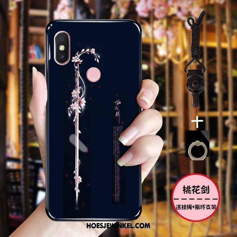 Xiaomi Mi 8 Hoesje Hoes Inkt Roze, Xiaomi Mi 8 Hoesje Zacht Chinese Stijl Beige