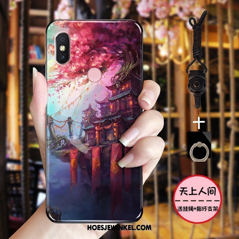 Xiaomi Mi 8 Hoesje Hoes Inkt Roze, Xiaomi Mi 8 Hoesje Zacht Chinese Stijl Beige