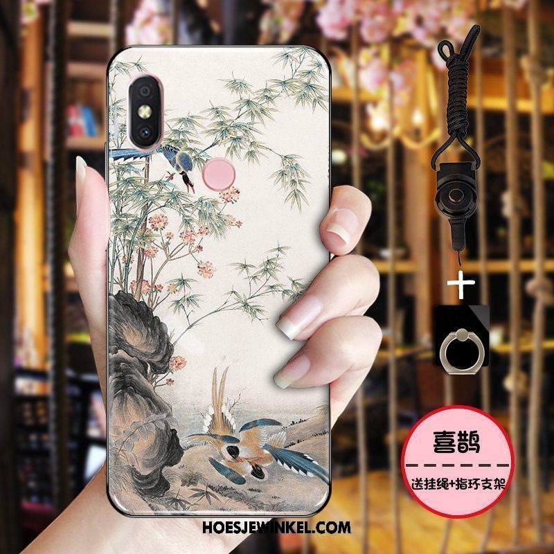 Xiaomi Mi 8 Hoesje Hoes Inkt Roze, Xiaomi Mi 8 Hoesje Zacht Chinese Stijl Beige