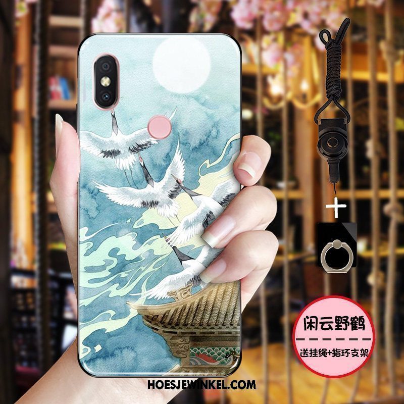 Xiaomi Mi 8 Hoesje Hoes Inkt Roze, Xiaomi Mi 8 Hoesje Zacht Chinese Stijl Beige