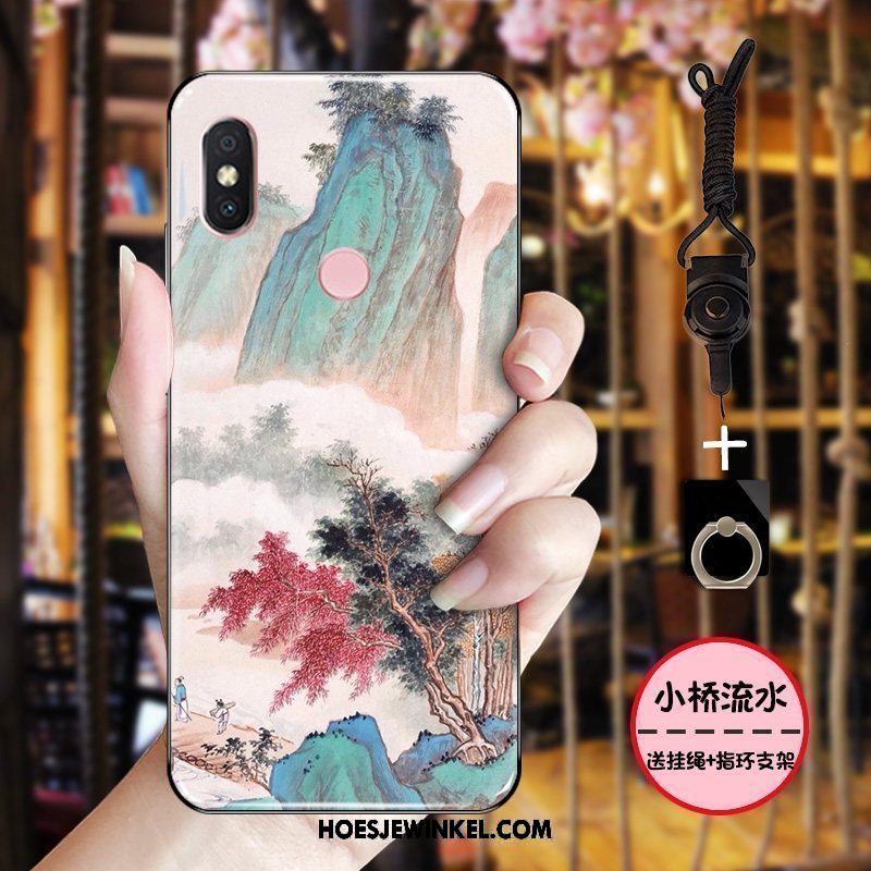 Xiaomi Mi 8 Hoesje Hoes Inkt Roze, Xiaomi Mi 8 Hoesje Zacht Chinese Stijl Beige