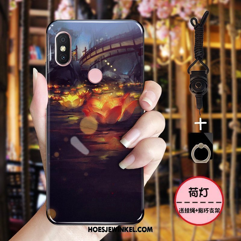 Xiaomi Mi 8 Hoesje Hoes Inkt Roze, Xiaomi Mi 8 Hoesje Zacht Chinese Stijl Beige