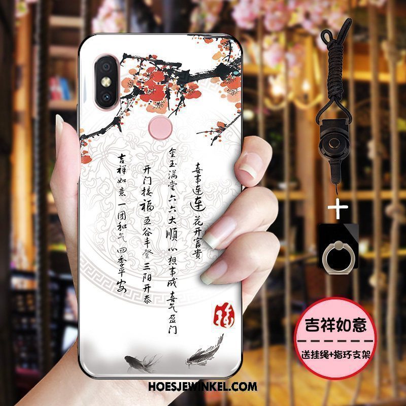 Xiaomi Mi 8 Hoesje Hoes Inkt Roze, Xiaomi Mi 8 Hoesje Zacht Chinese Stijl Beige