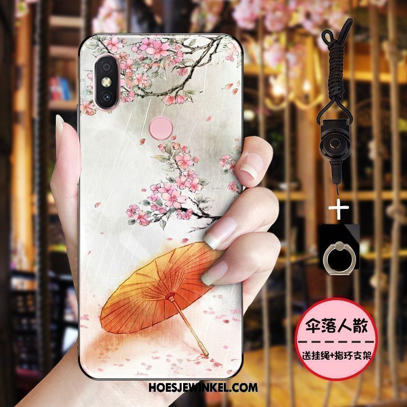 Xiaomi Mi 8 Hoesje Hoes Inkt Roze, Xiaomi Mi 8 Hoesje Zacht Chinese Stijl Beige