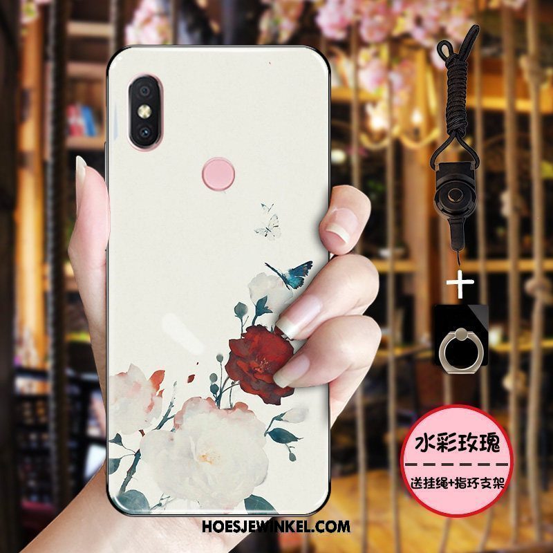 Xiaomi Mi 8 Hoesje Hoes Inkt Roze, Xiaomi Mi 8 Hoesje Zacht Chinese Stijl Beige