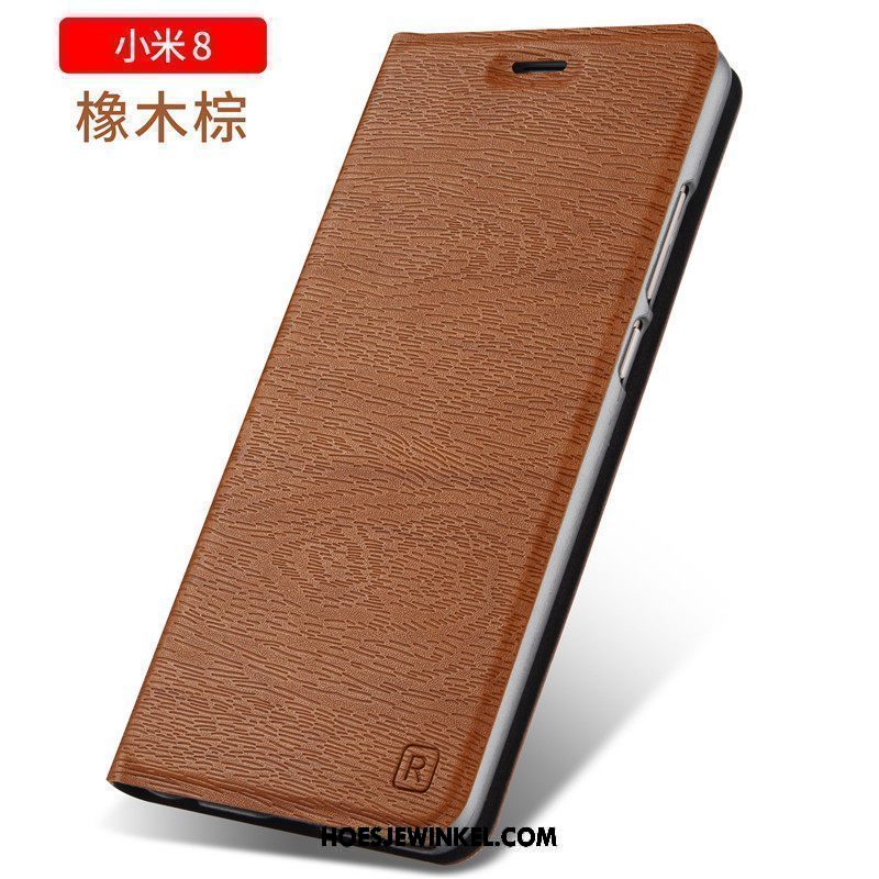 Xiaomi Mi 8 Hoesje Mini Anti-fall Clamshell, Xiaomi Mi 8 Hoesje Leren Etui Mobiele Telefoon Beige