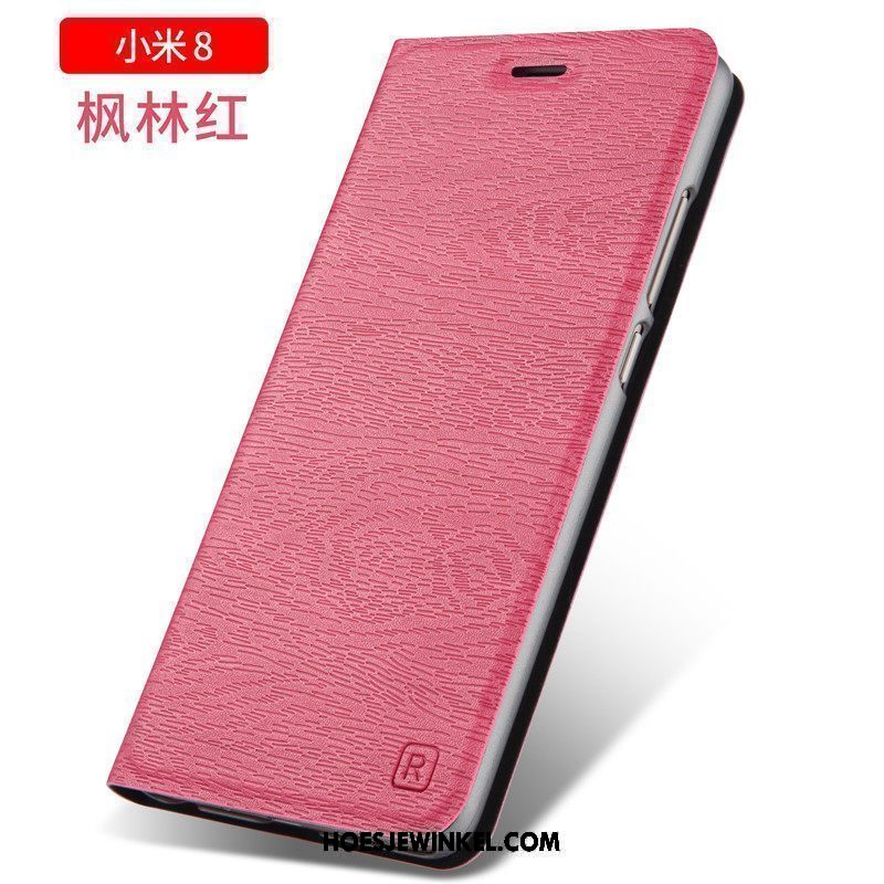 Xiaomi Mi 8 Hoesje Mini Anti-fall Clamshell, Xiaomi Mi 8 Hoesje Leren Etui Mobiele Telefoon Beige