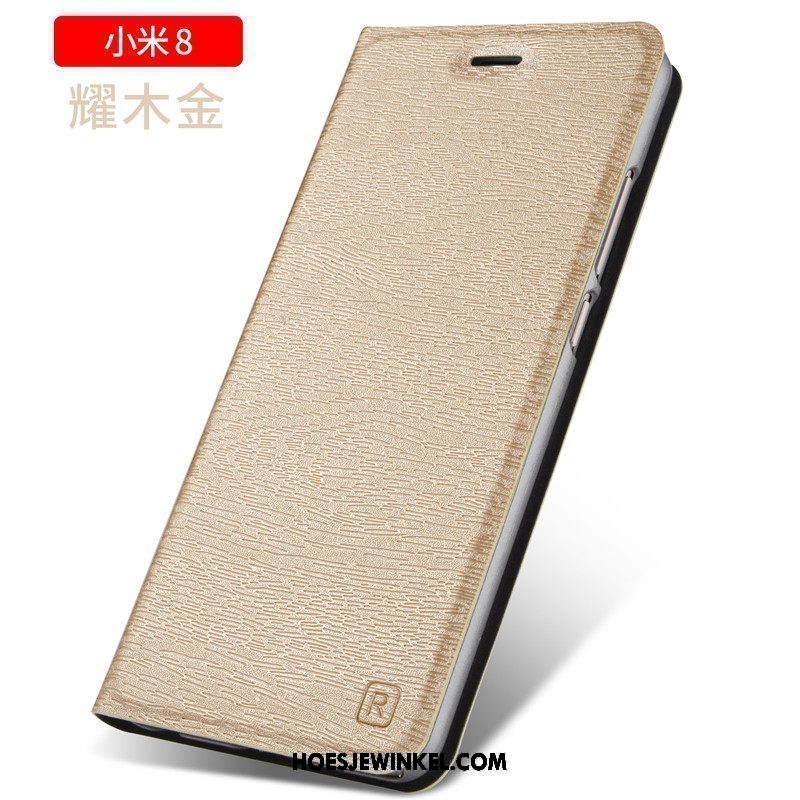 Xiaomi Mi 8 Hoesje Mini Anti-fall Clamshell, Xiaomi Mi 8 Hoesje Leren Etui Mobiele Telefoon Beige