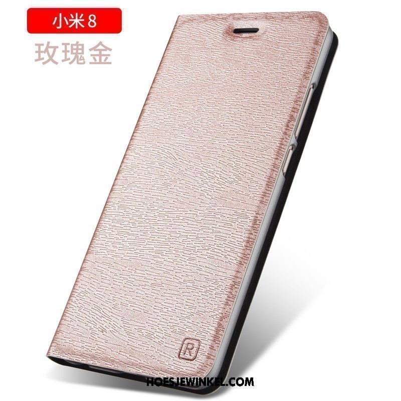 Xiaomi Mi 8 Hoesje Mini Anti-fall Clamshell, Xiaomi Mi 8 Hoesje Leren Etui Mobiele Telefoon Beige