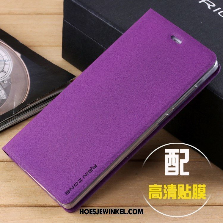 Xiaomi Mi 8 Hoesje Mini Purper Anti-fall, Xiaomi Mi 8 Hoesje Leren Etui Hoes Beige