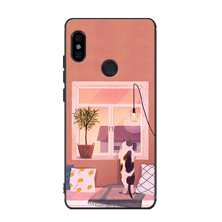 Xiaomi Mi 8 Hoesje Mobiele Telefoon Zacht Hoes, Xiaomi Mi 8 Hoesje Zwart Spotprent Beige