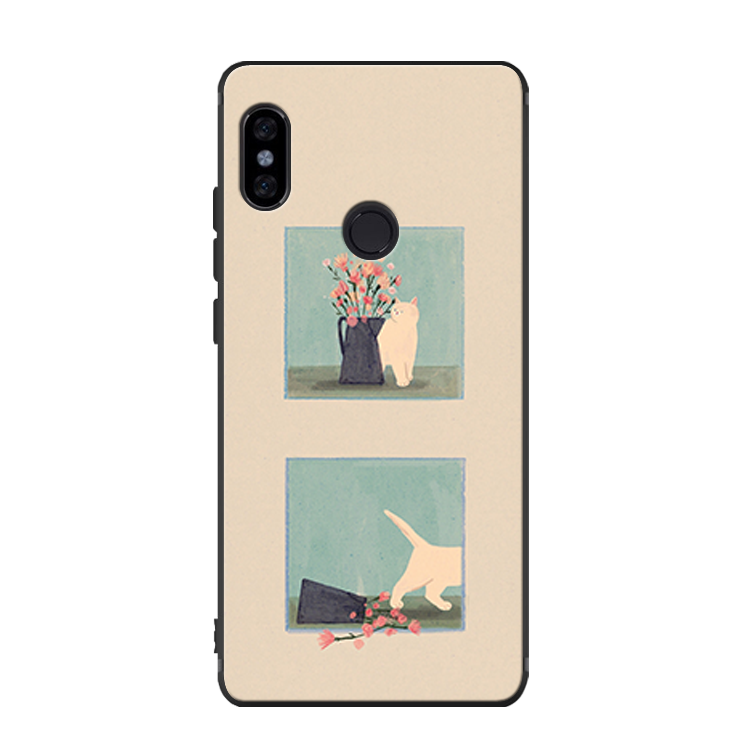 Xiaomi Mi 8 Hoesje Mobiele Telefoon Zacht Hoes, Xiaomi Mi 8 Hoesje Zwart Spotprent Beige