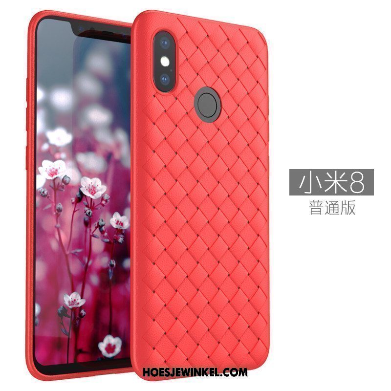 Xiaomi Mi 8 Hoesje Patroon Anti-fall Mini, Xiaomi Mi 8 Hoesje Rood Leer Beige