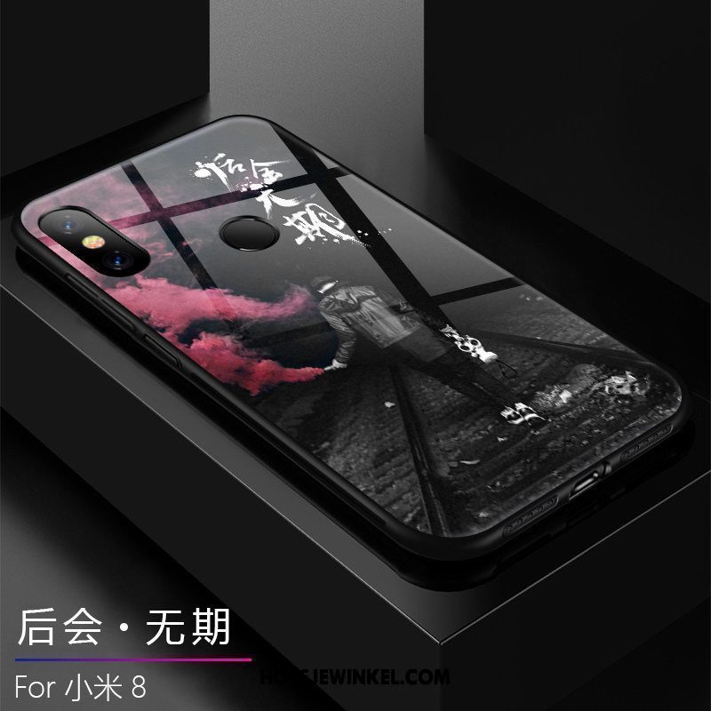 Xiaomi Mi 8 Hoesje Scheppend Siliconen Schrobben, Xiaomi Mi 8 Hoesje Net Red Donkerblauw Beige