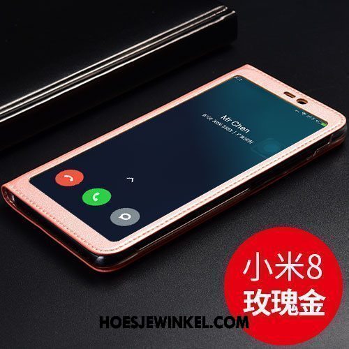 Xiaomi Mi 8 Hoesje Wijnrood Mini Mobiele Telefoon, Xiaomi Mi 8 Hoesje Anti-fall Hoes Beige