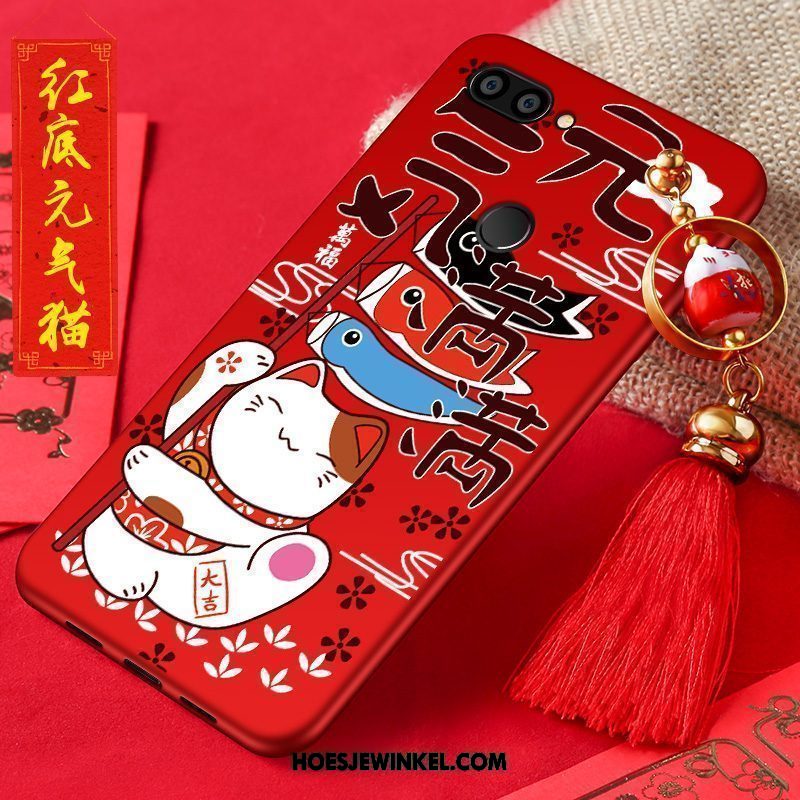 Xiaomi Mi 8 Lite Hoesje Jeugd Kat Trendy Merk, Xiaomi Mi 8 Lite Hoesje Hoes Rood Beige