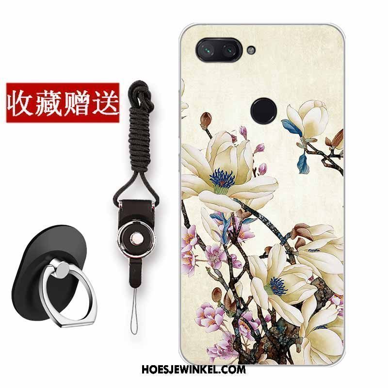 Xiaomi Mi 8 Lite Hoesje Jeugd Vers Anti-fall, Xiaomi Mi 8 Lite Hoesje Siliconen Bloemen Beige