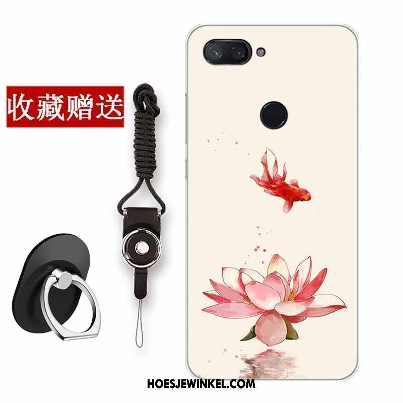 Xiaomi Mi 8 Lite Hoesje Jeugd Vers Anti-fall, Xiaomi Mi 8 Lite Hoesje Siliconen Bloemen Beige