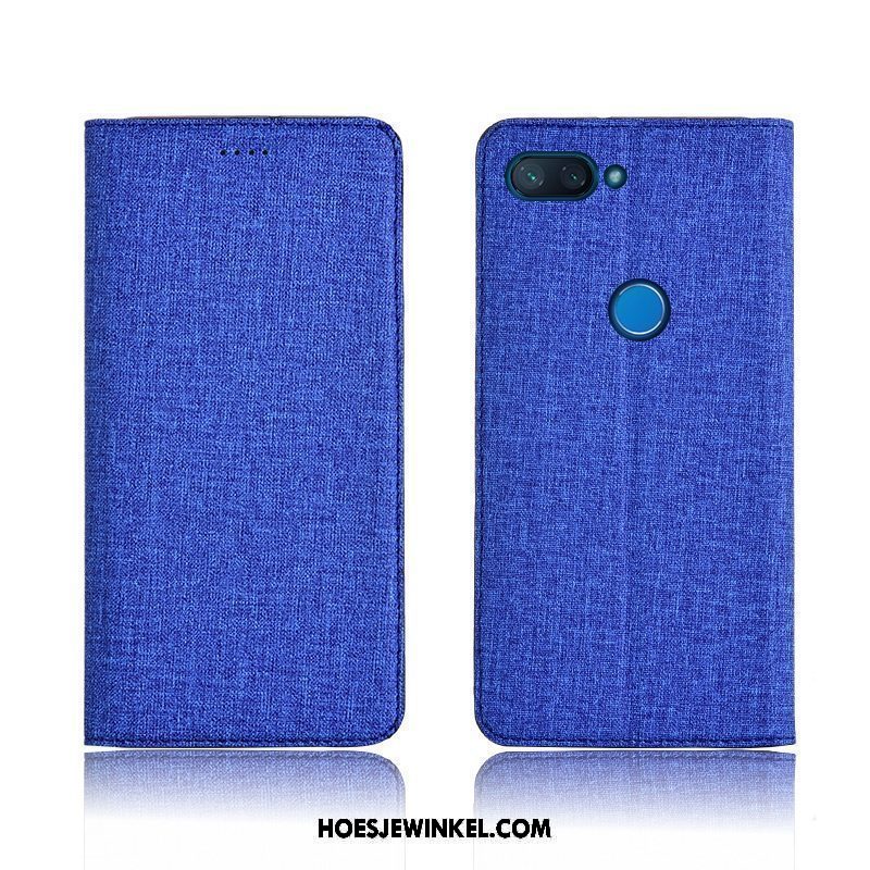 Xiaomi Mi 8 Lite Hoesje Katoen En Linnen Patroon Clamshell, Xiaomi Mi 8 Lite Hoesje Zacht Mini Beige