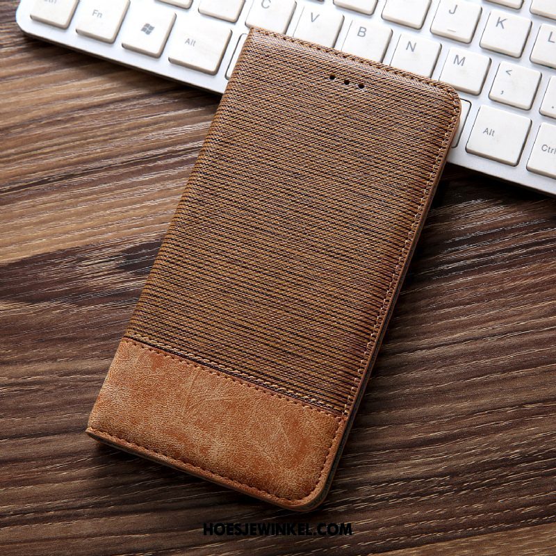 Xiaomi Mi 8 Lite Hoesje Leren Etui Folio Nieuw, Xiaomi Mi 8 Lite Hoesje Echt Leer All Inclusive Braun