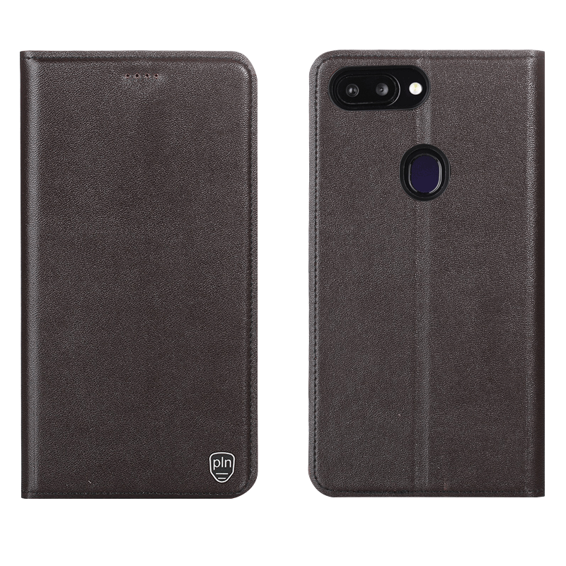 Xiaomi Mi 8 Lite Hoesje Mobiele Telefoon Echt Leer Leren Etui, Xiaomi Mi 8 Lite Hoesje Jeugd Anti-fall Braun Beige