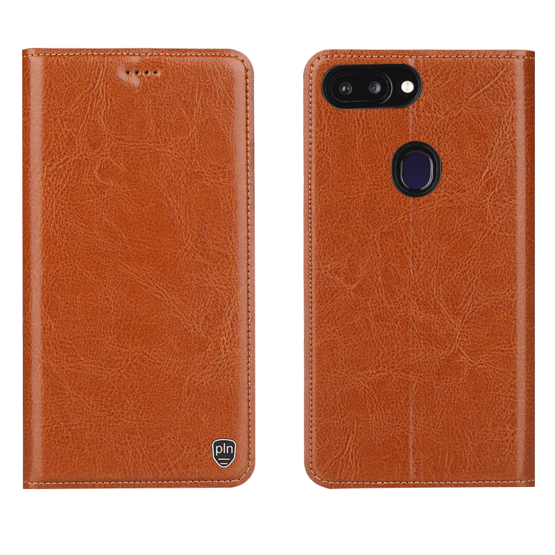 Xiaomi Mi 8 Lite Hoesje Mobiele Telefoon Echt Leer Leren Etui, Xiaomi Mi 8 Lite Hoesje Jeugd Anti-fall Braun Beige