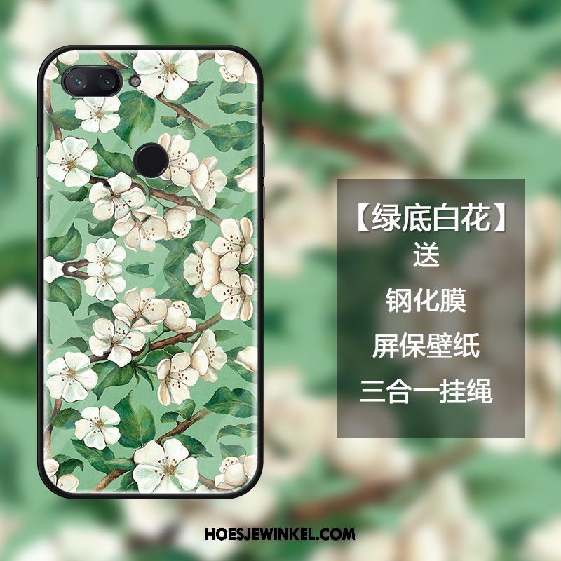 Xiaomi Mi 8 Lite Hoesje Mode Hanger Bloemen, Xiaomi Mi 8 Lite Hoesje Bescherming Hoes Beige