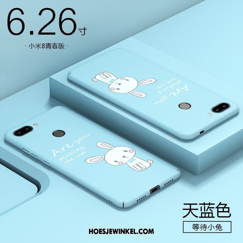 Xiaomi Mi 8 Lite Hoesje Plastic Roze Schrobben, Xiaomi Mi 8 Lite Hoesje Nieuw Hard Beige