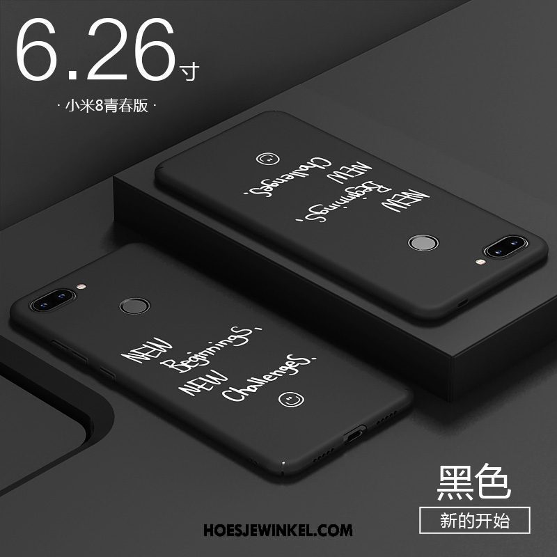 Xiaomi Mi 8 Lite Hoesje Plastic Roze Schrobben, Xiaomi Mi 8 Lite Hoesje Nieuw Hard Beige