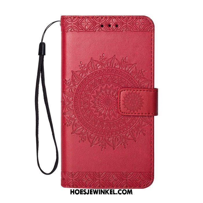 Xiaomi Mi 8 Lite Hoesje Reliëf Clamshell Hoes, Xiaomi Mi 8 Lite Hoesje Anti-fall Rood