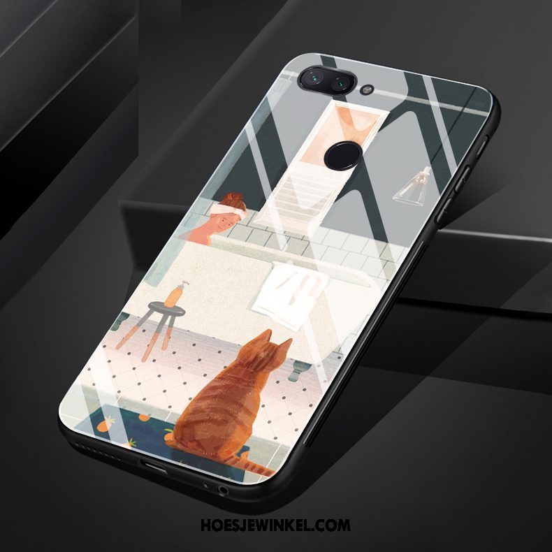 Xiaomi Mi 8 Lite Hoesje Siliconen Wit Glas, Xiaomi Mi 8 Lite Hoesje Eenvoudige Zacht Orange Beige